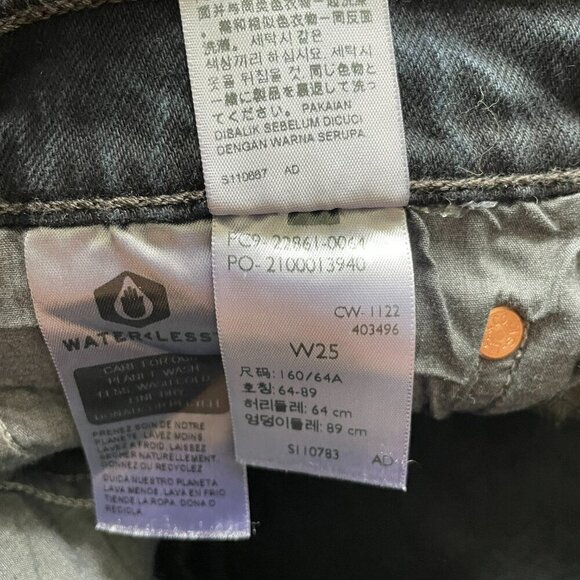 Levi's Wedgie Button Fly Waist Denim Dark Wash High Rise Skinny Jeans Black 25 - Picture 9 of 11